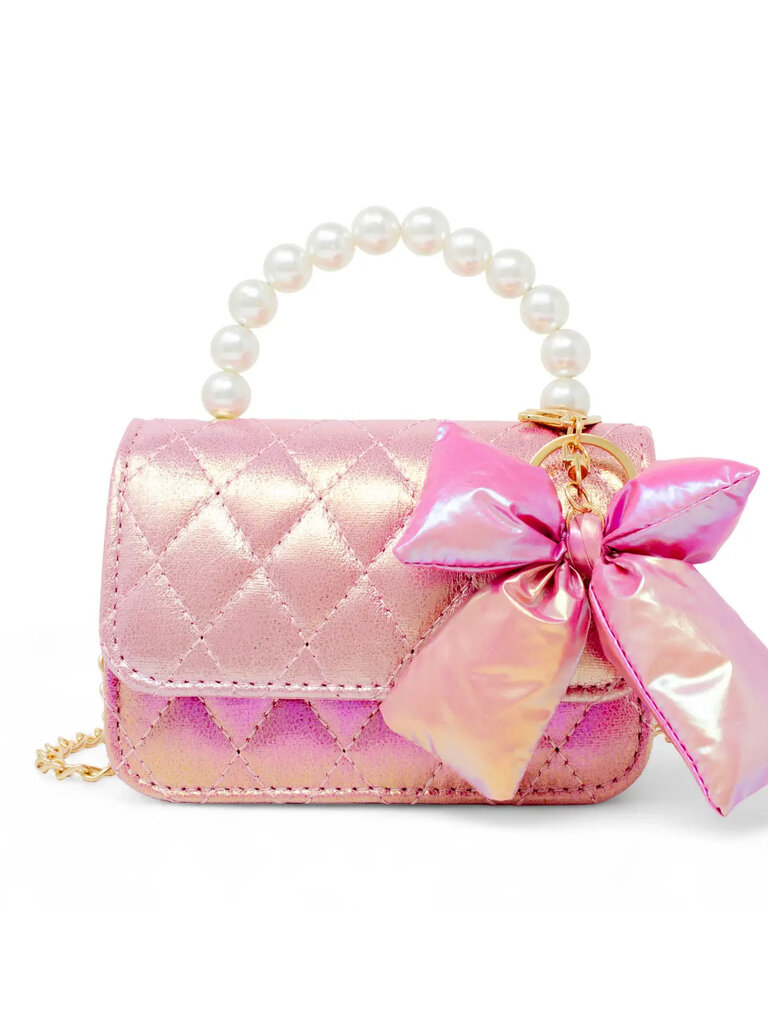 Zomi Gems Shiny Quilted Fluffy Bow Handbag