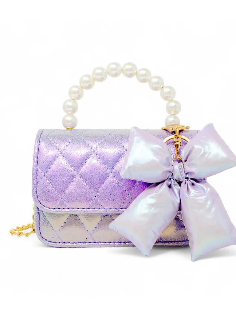 Zomi Gems Shiny Quilted Fluffy Bow Handbag