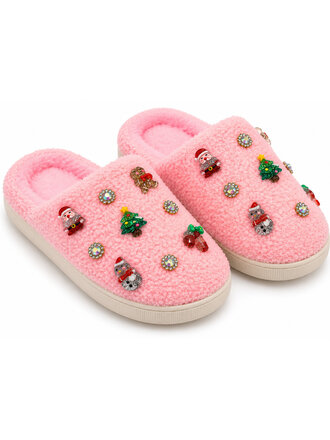 Bari Lynn Pink Christmas Slippers