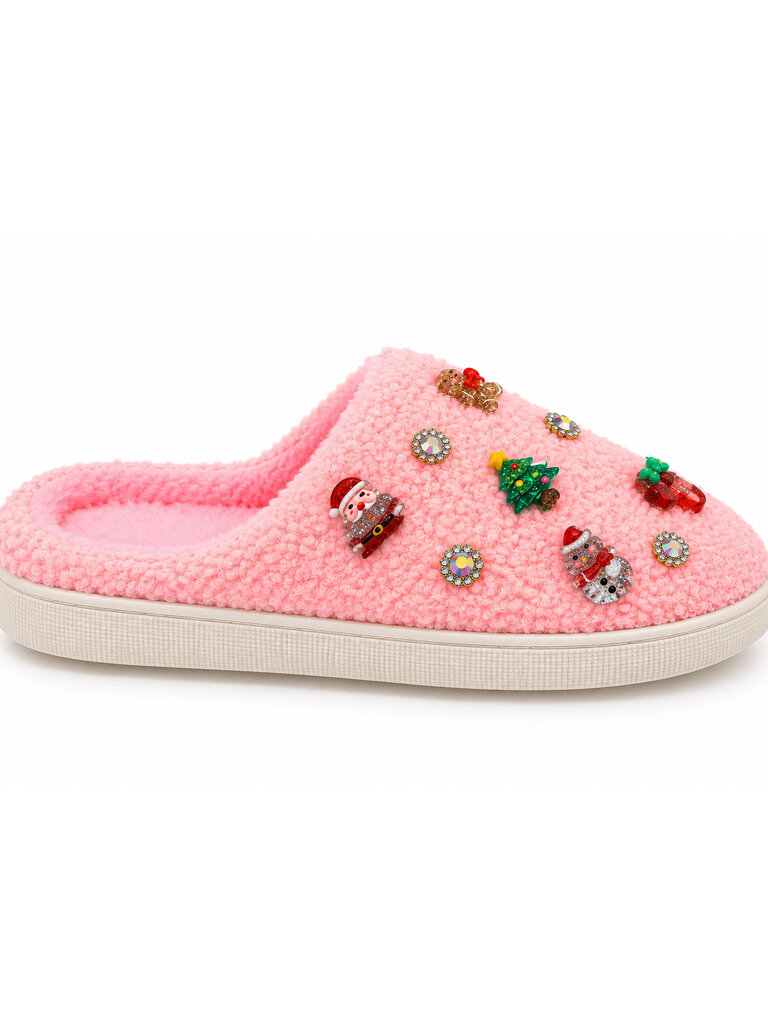 Bari Lynn Pink Christmas Slippers