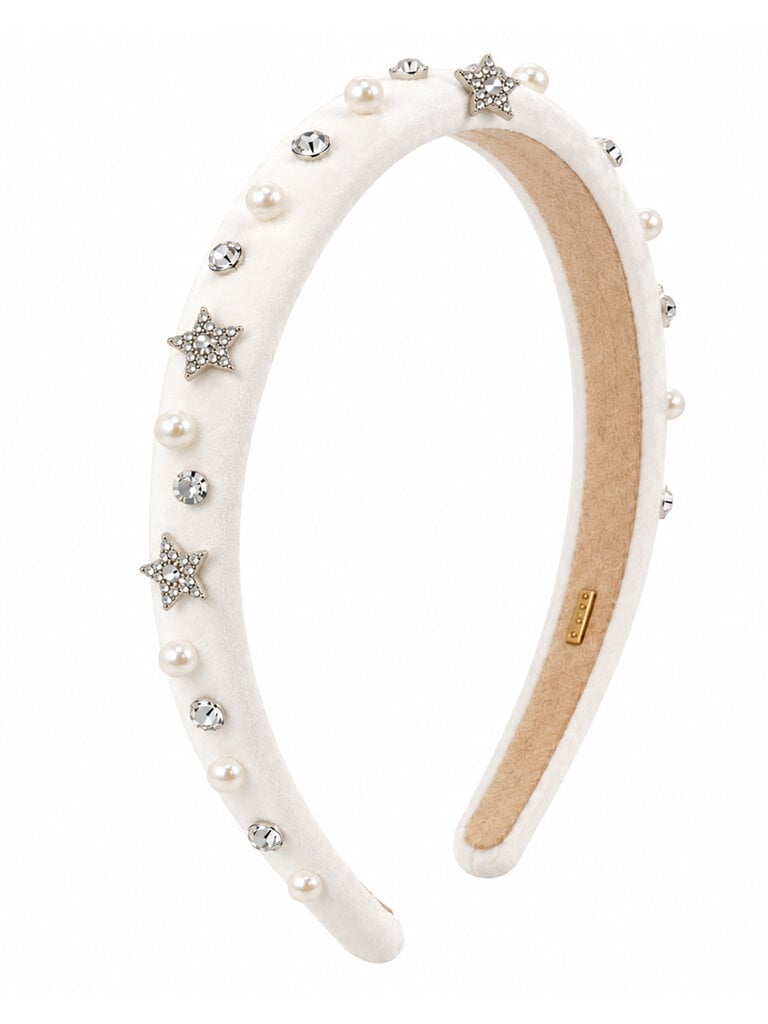 Bari Lynn Velvet Crystal Pearl Star Headband