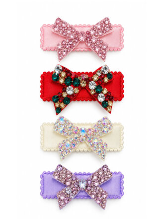 Bari Lynn Crystallized Small Satin Bow Clips