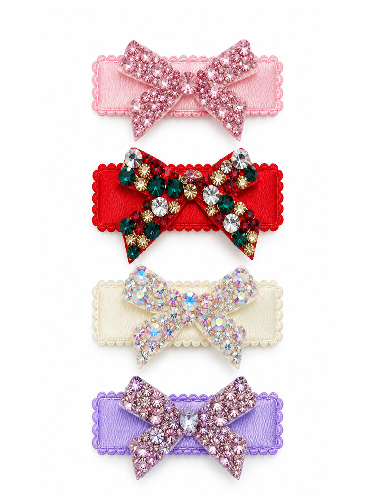 Bari Lynn Crystallized Small Satin Bow Clips