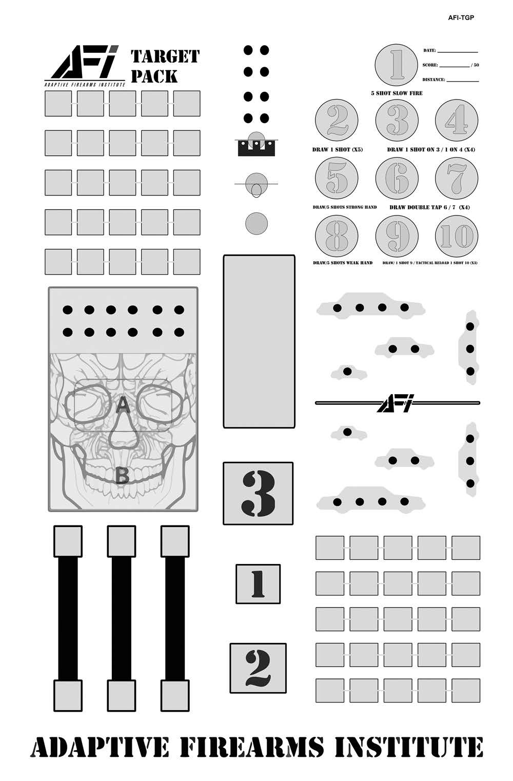 ADAPTIVE FIRARMS INSTITUTE AFI SHOOTING TARGETS 5 PACK