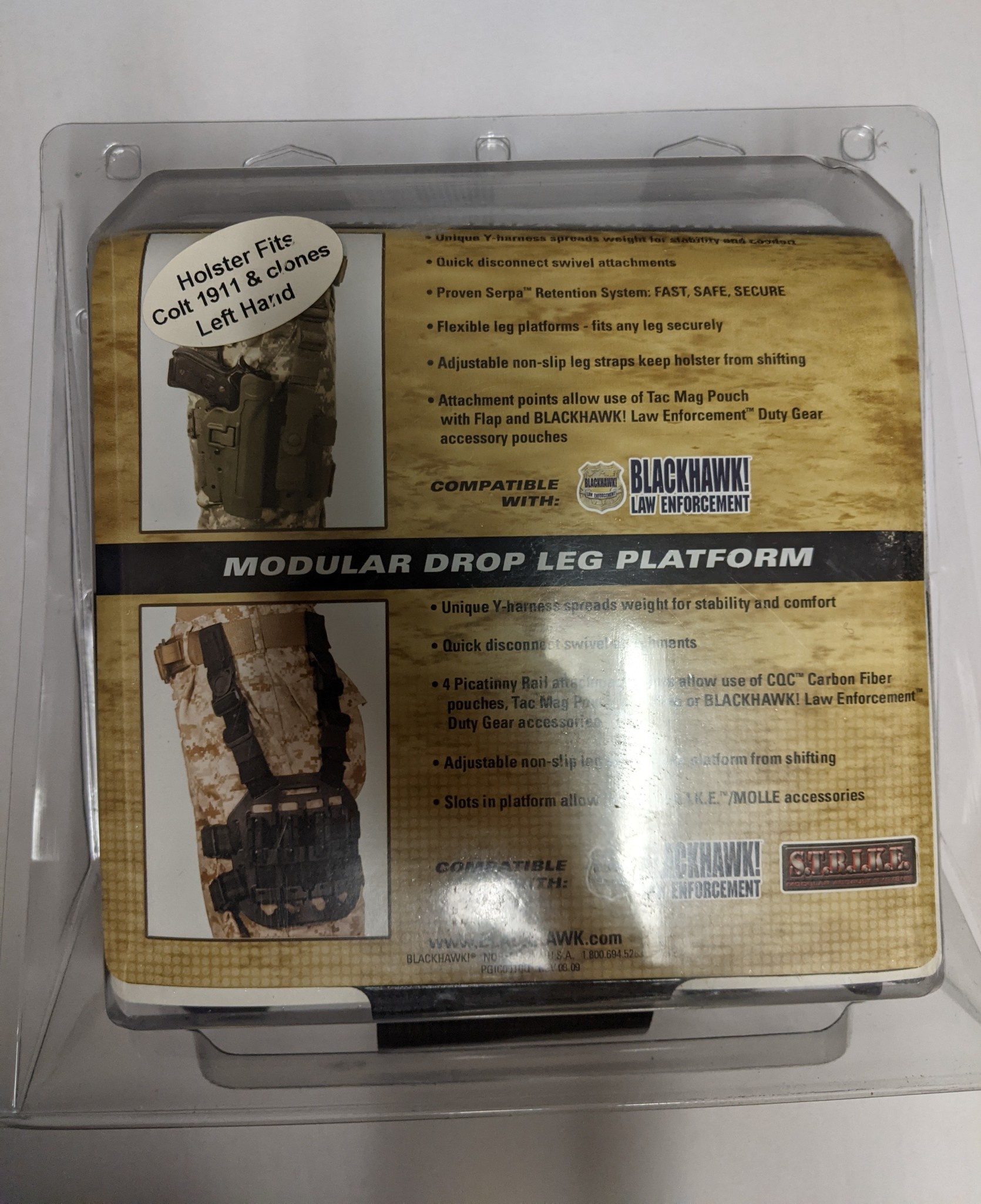 BLACKHAWK BLACKHAWK MODULAR DROP LEG PLATFORM LEVEL 3 HOLSTER LEFT HAND COLT 1911