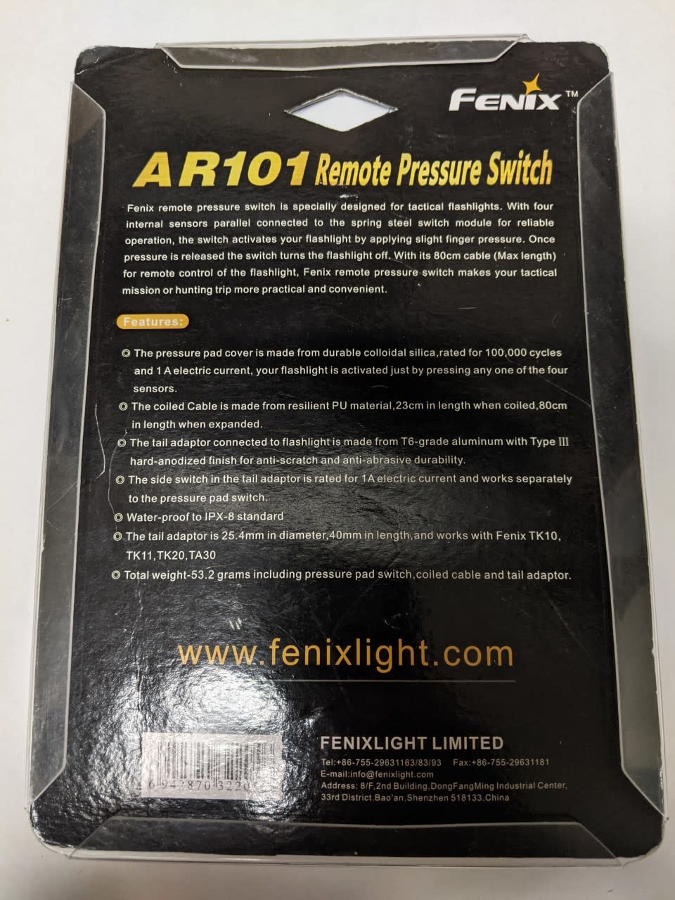 FENIX FENIX AR101 REMOTE PRESSURE SWITCH