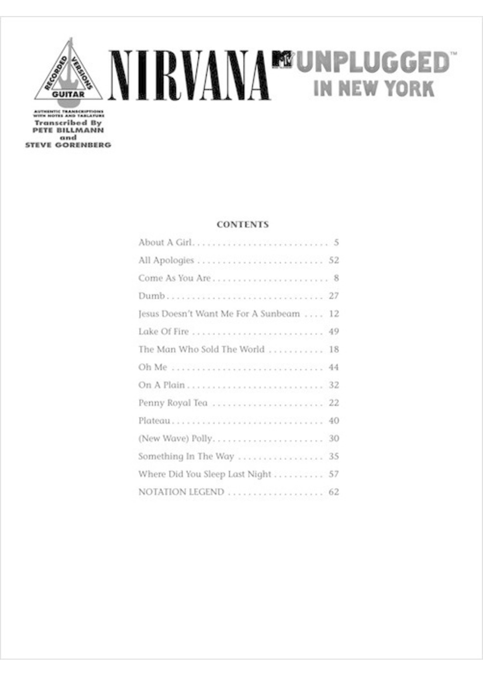 Hal Leonard Nirvana - Unplugged in New York TAB