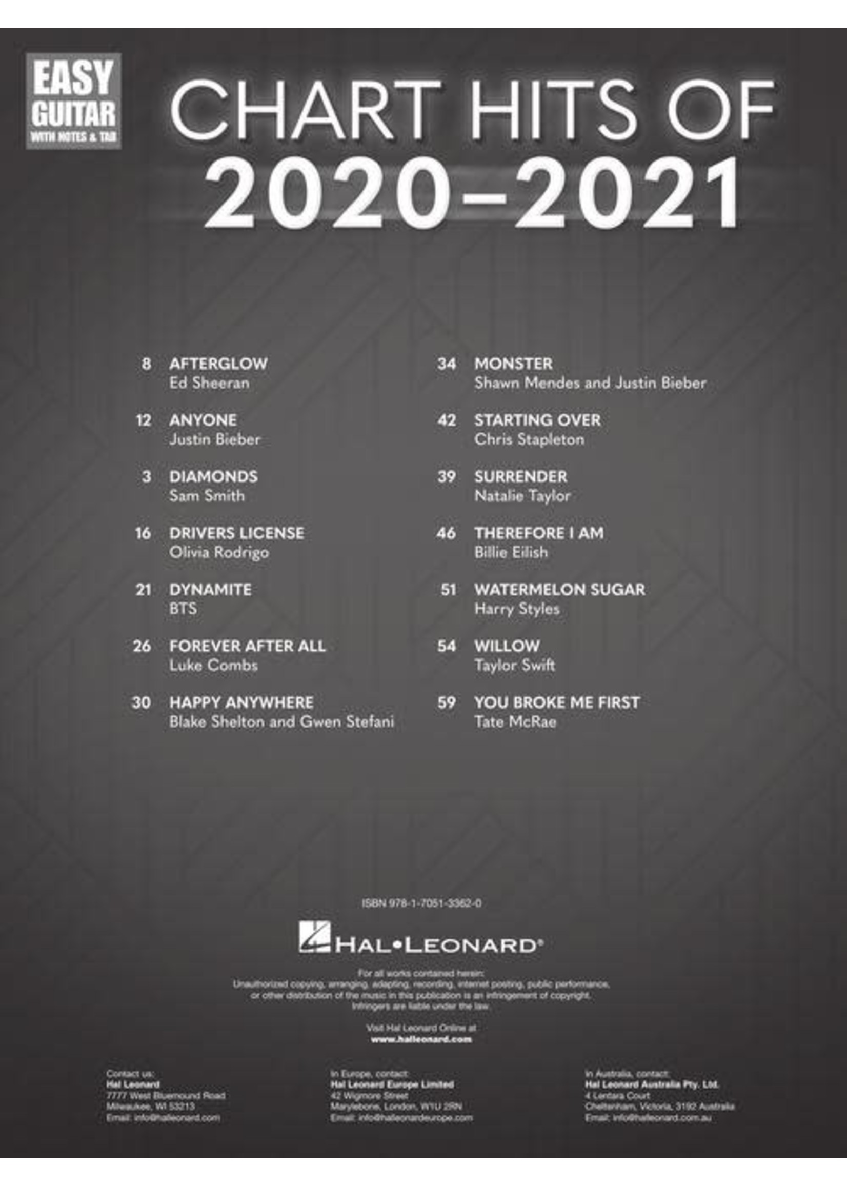 Hal Leonard Chart Hits of 2020-2021 EG