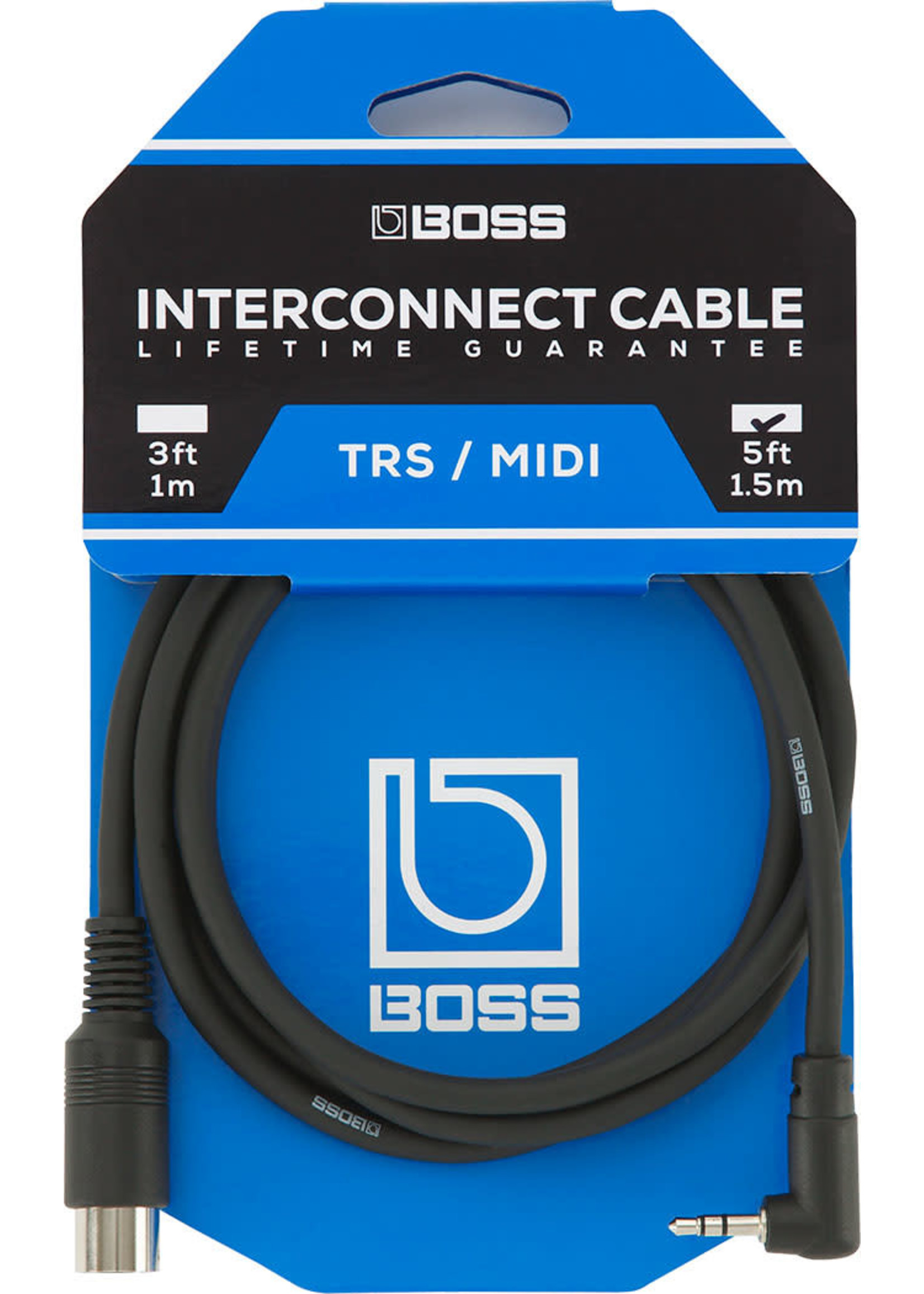 Boss BOSS Interconnect MIDI Cable with 3.5mm TRS and straight 5-pin Connectors