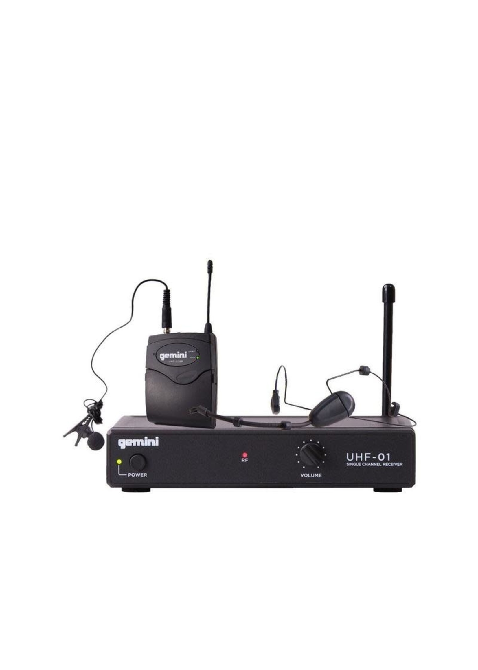 Gemini Gemini Single Channel UHF Wireless Microphone System w/ Headset and Lavalier Mic