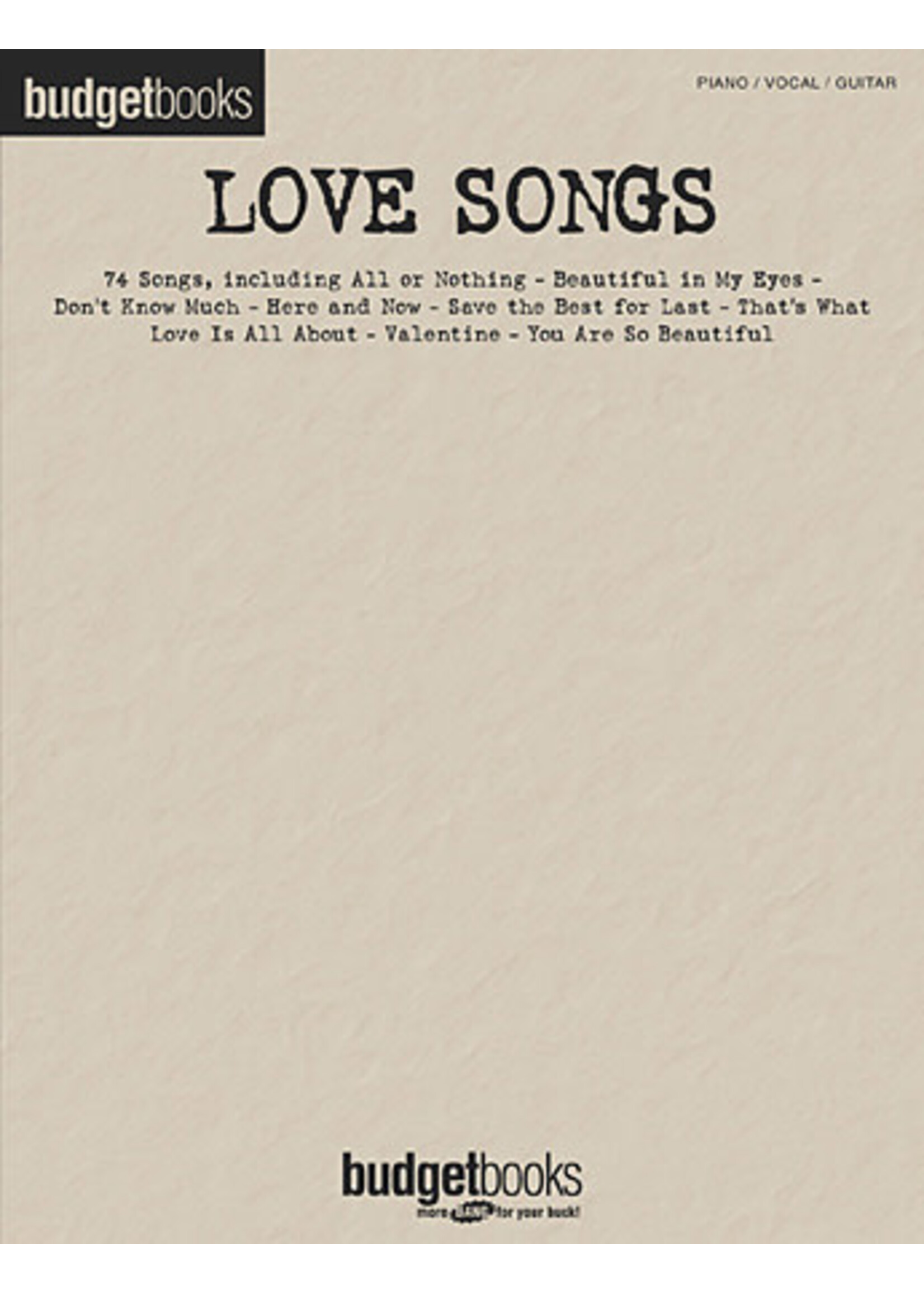 Hal Leonard Love Songs, Budget Books PVG