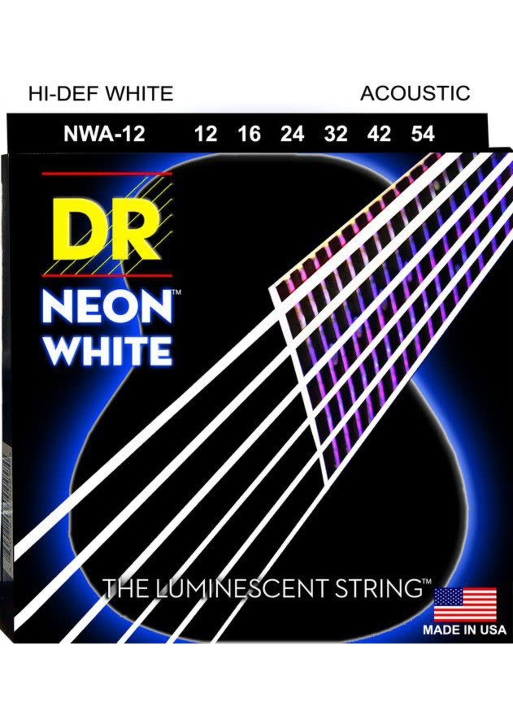 DR DR Neon White Coated Acoustic Strings
