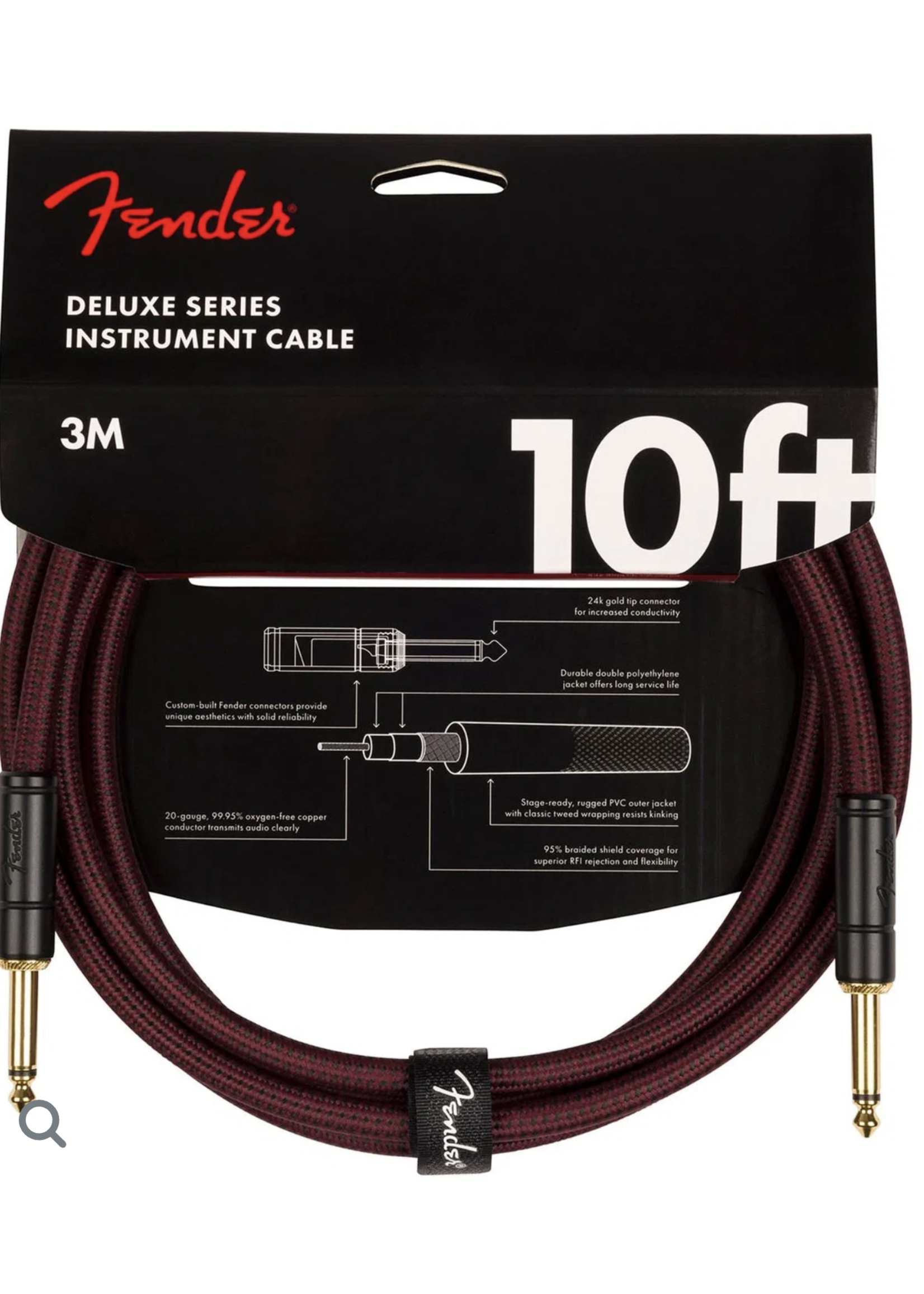Fender Fender Cable Instrument Deluxe 10' Tweed Ox Blood
