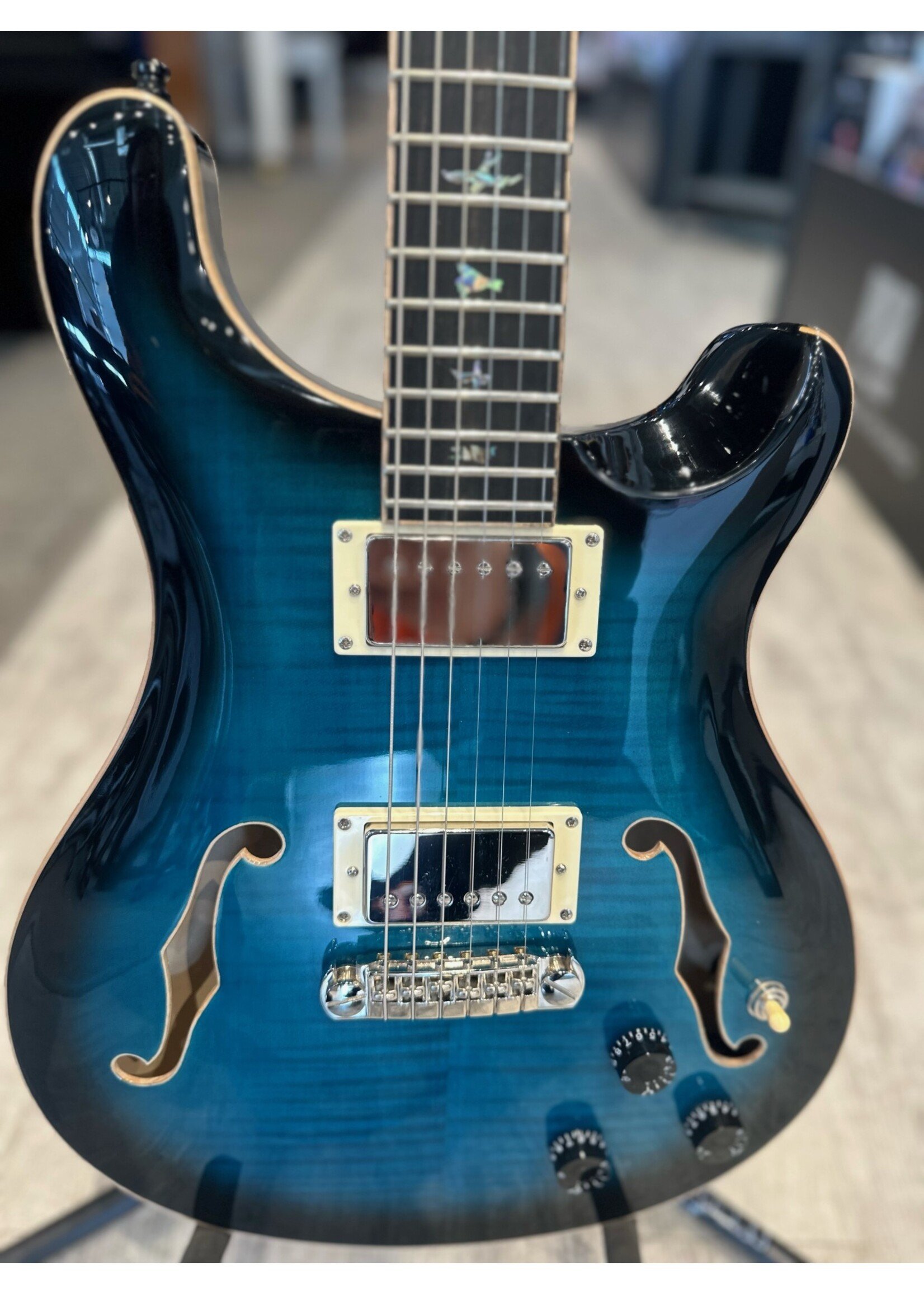 PRS Guitars Used PRS SE Hollowbody II Piezo Peacock Blue Burst w/Case
