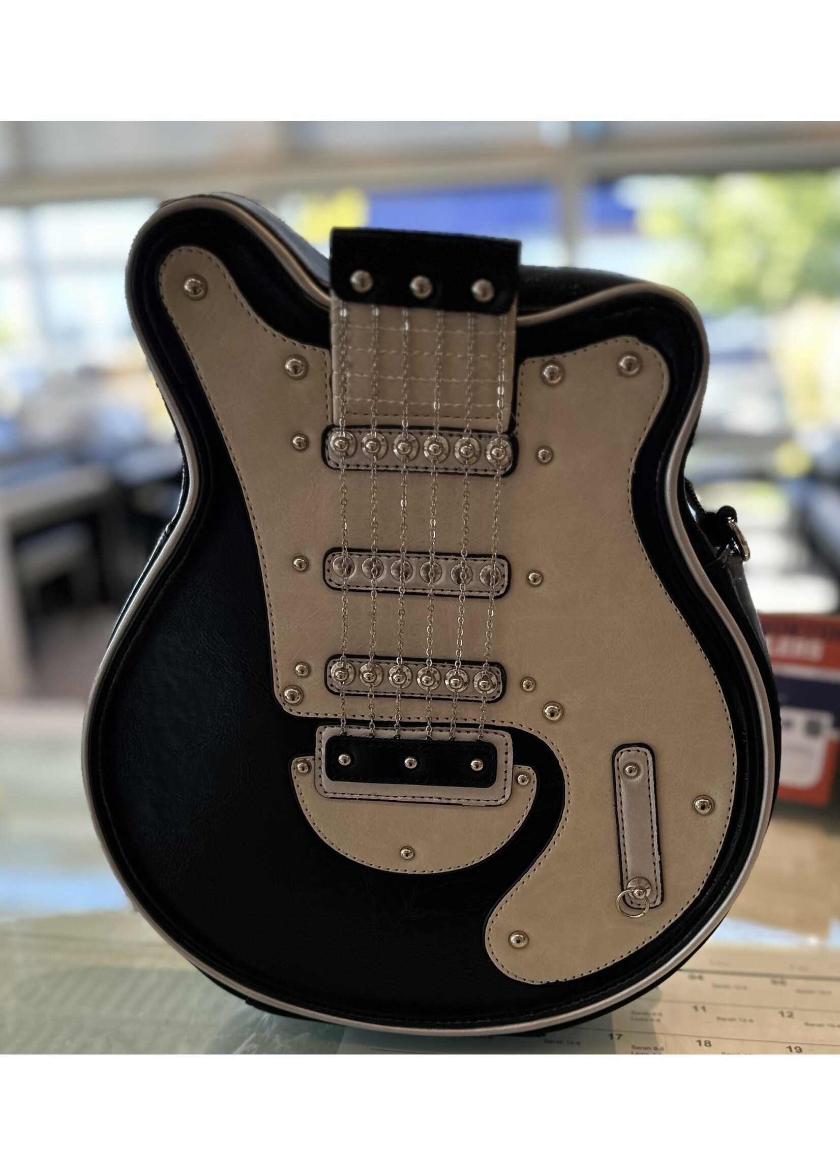 Guitar-Shaped Crossbody Bag Black