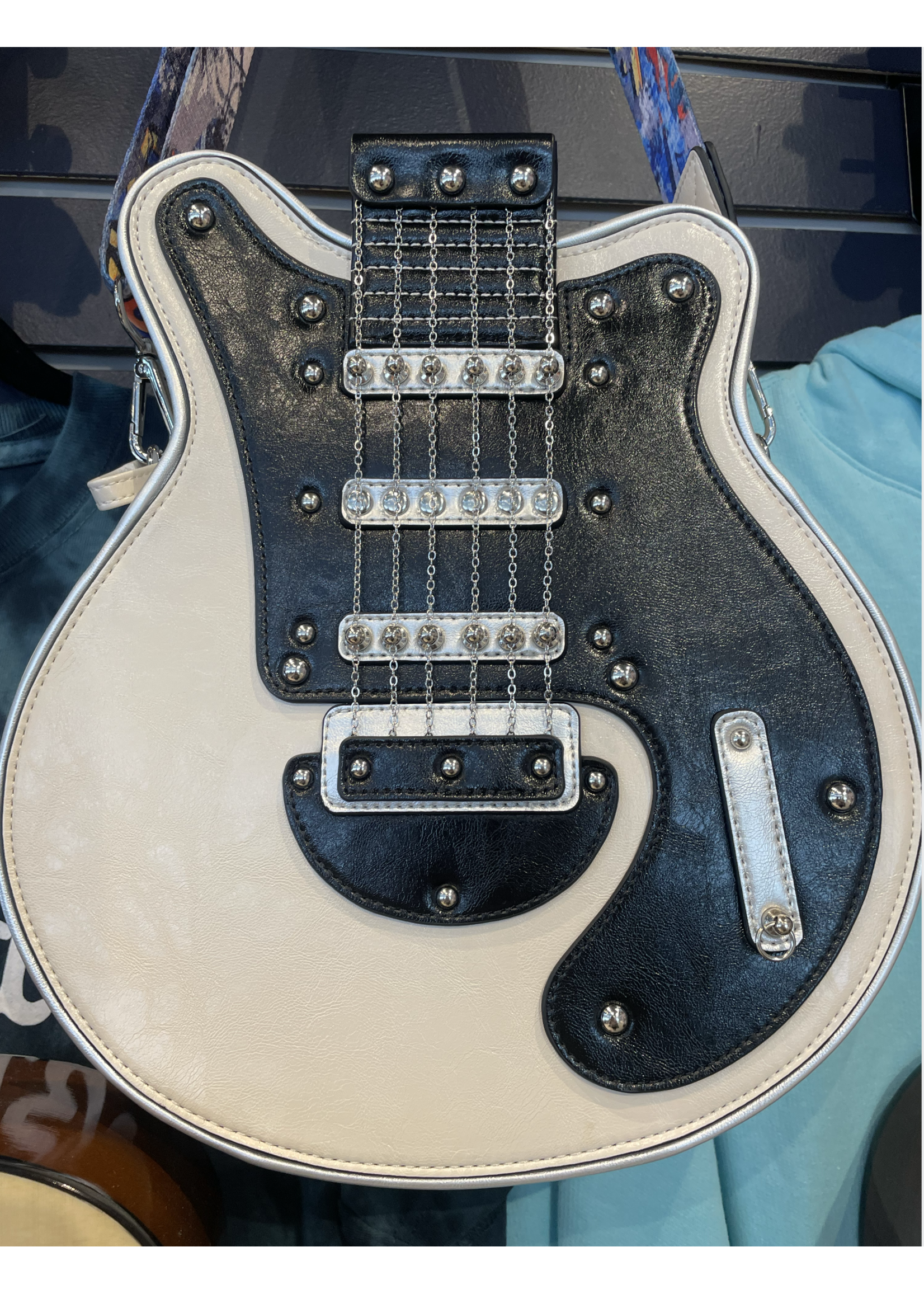 Guitar-Shaped Crossbody Bag White