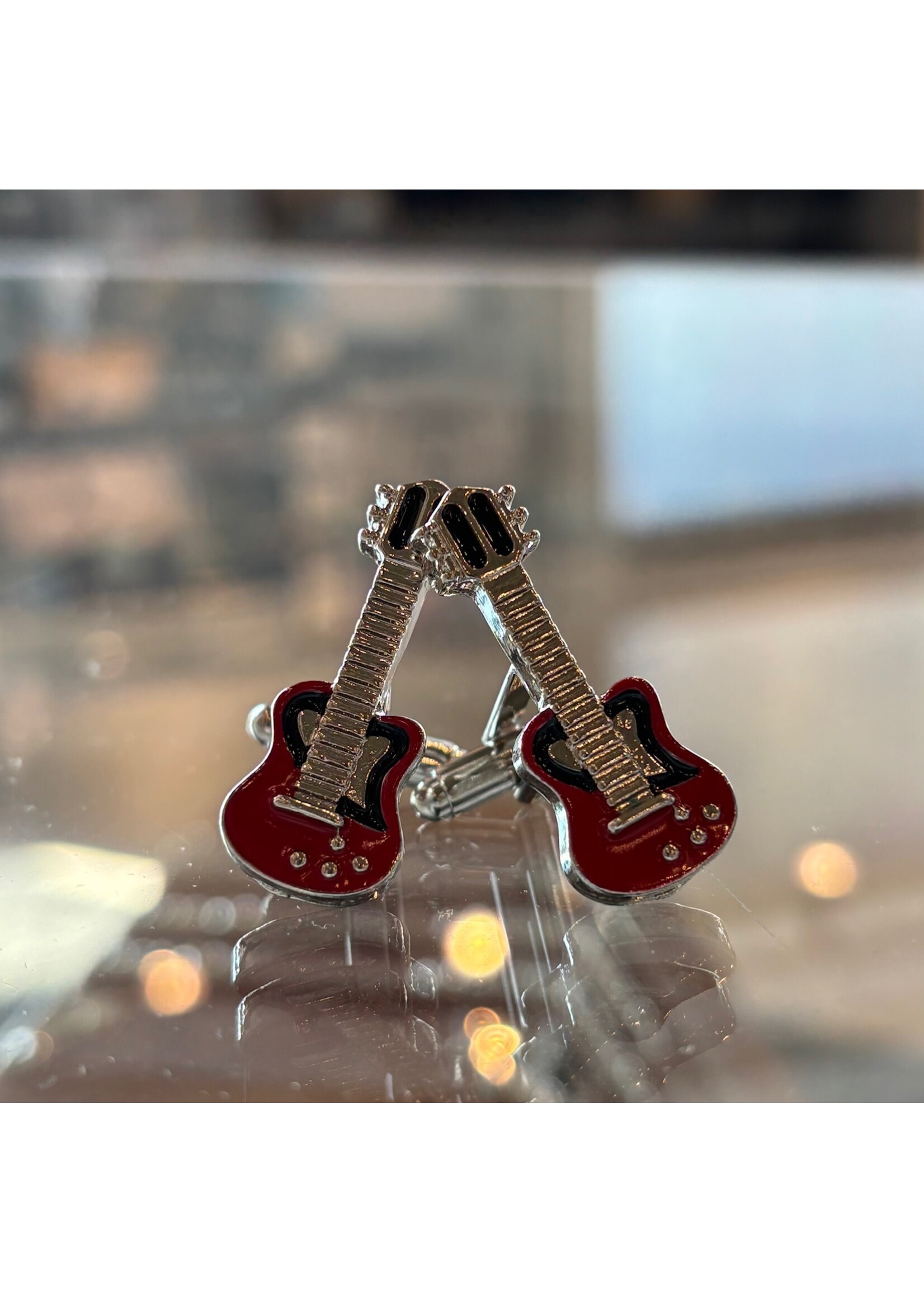 Electric Guitar Cufflinks - Red