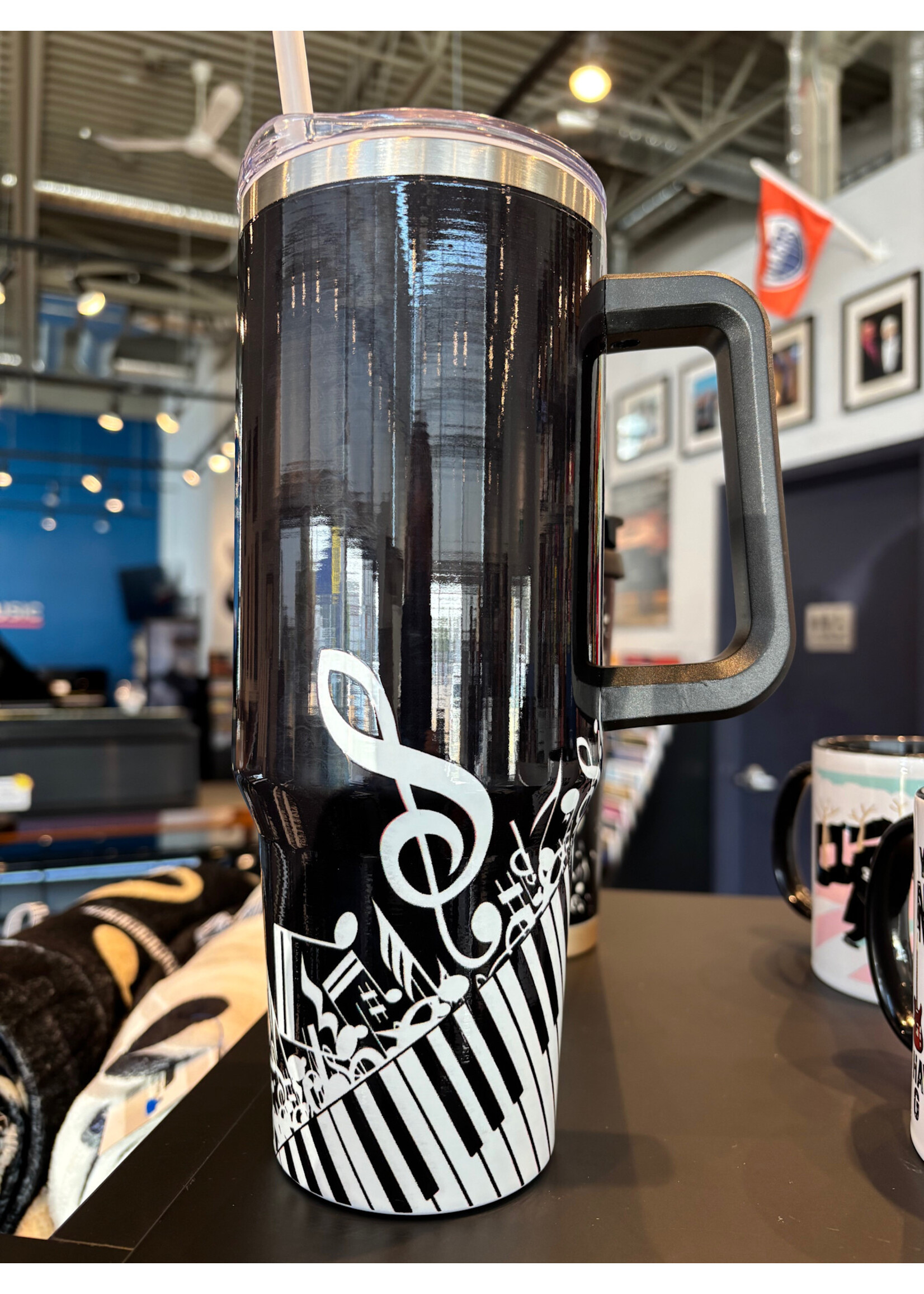 Piano Music Travel Mug w/Handle - Black