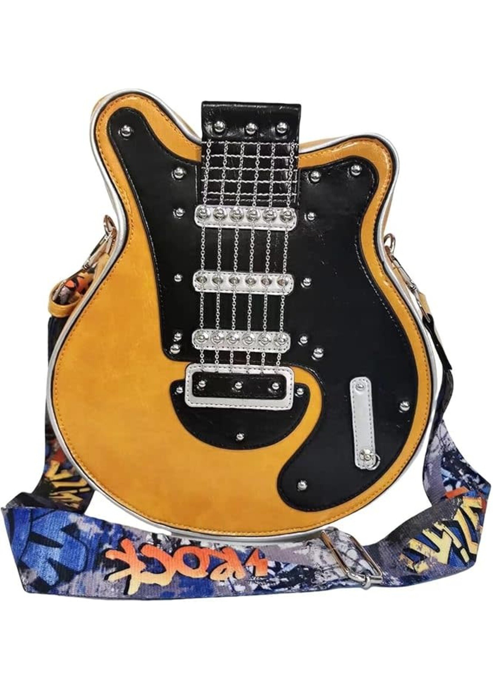 Guitar-Shaped Crossbody Bag Yellow