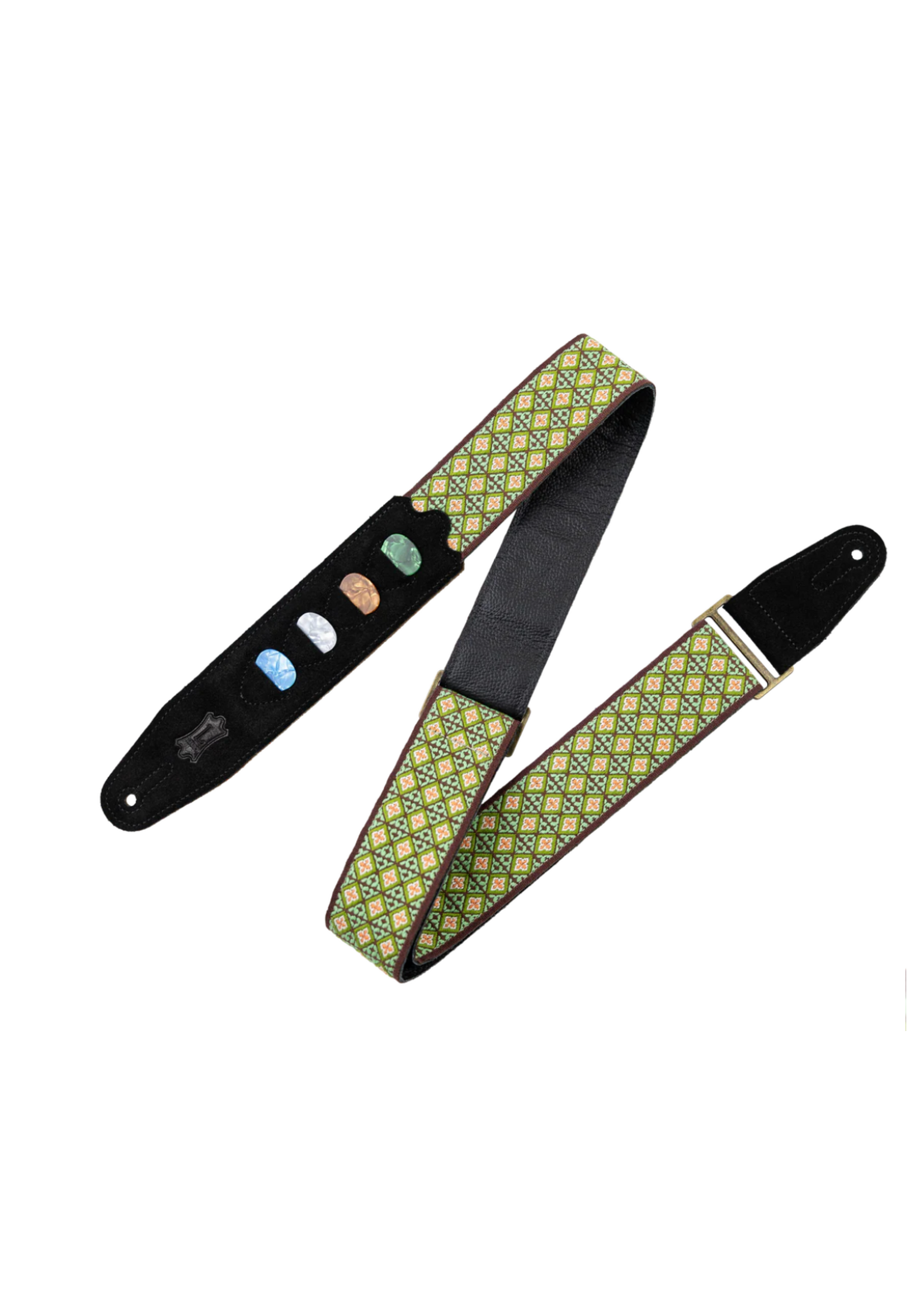 Levy's Levy's Guitar Strap with Pick Pockets Original Hootenanny Series - Green M8HTVPH-25