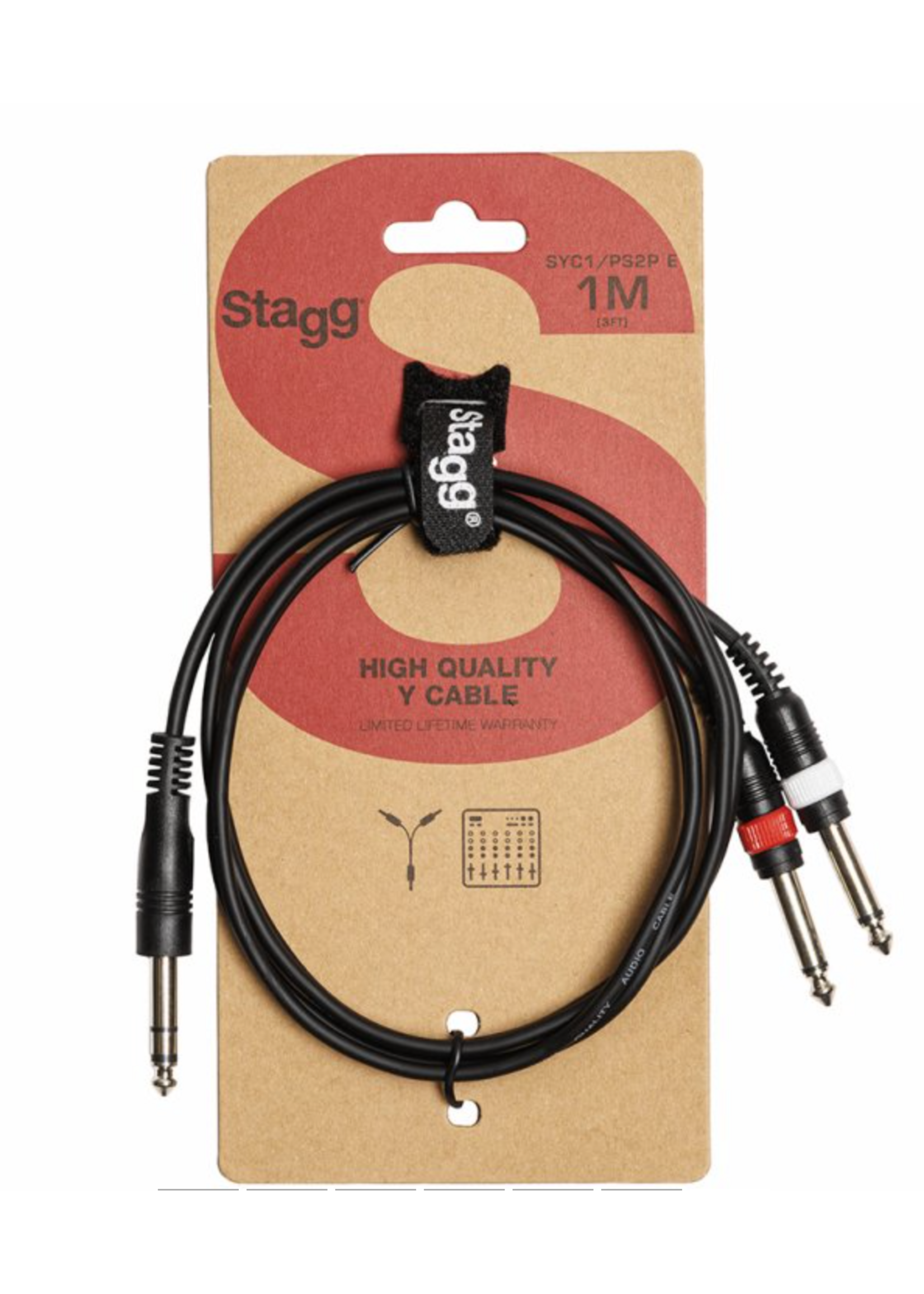 Stagg Stagg Y Cable 1 Stereo Male 1/4" to 2 Mono Male 1/4"  SYC1/PS2P E