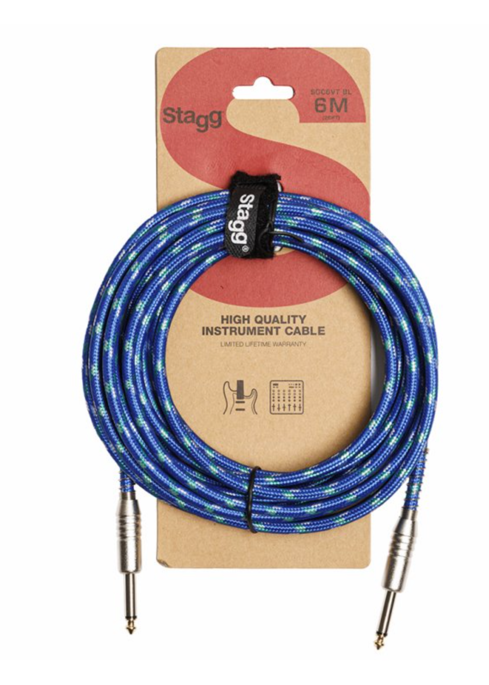 Stagg Stagg Instrument Cable 20' Vintage Tweed Blue SGC6VT BL