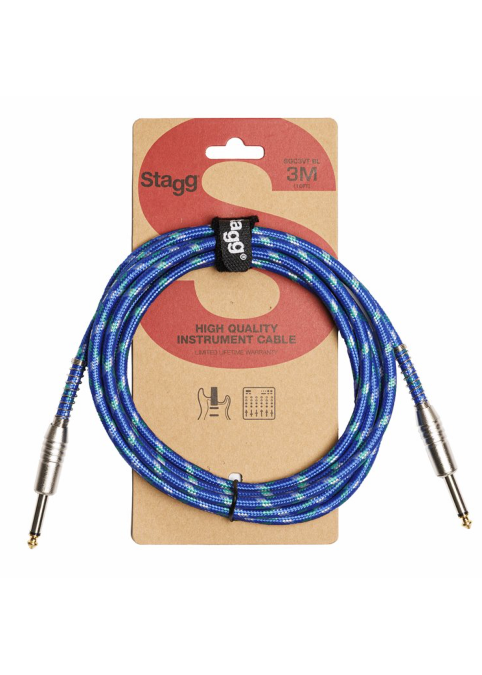 Stagg Stagg instrument Cable 10' Vintage Tweed Blue SGC3VT BL