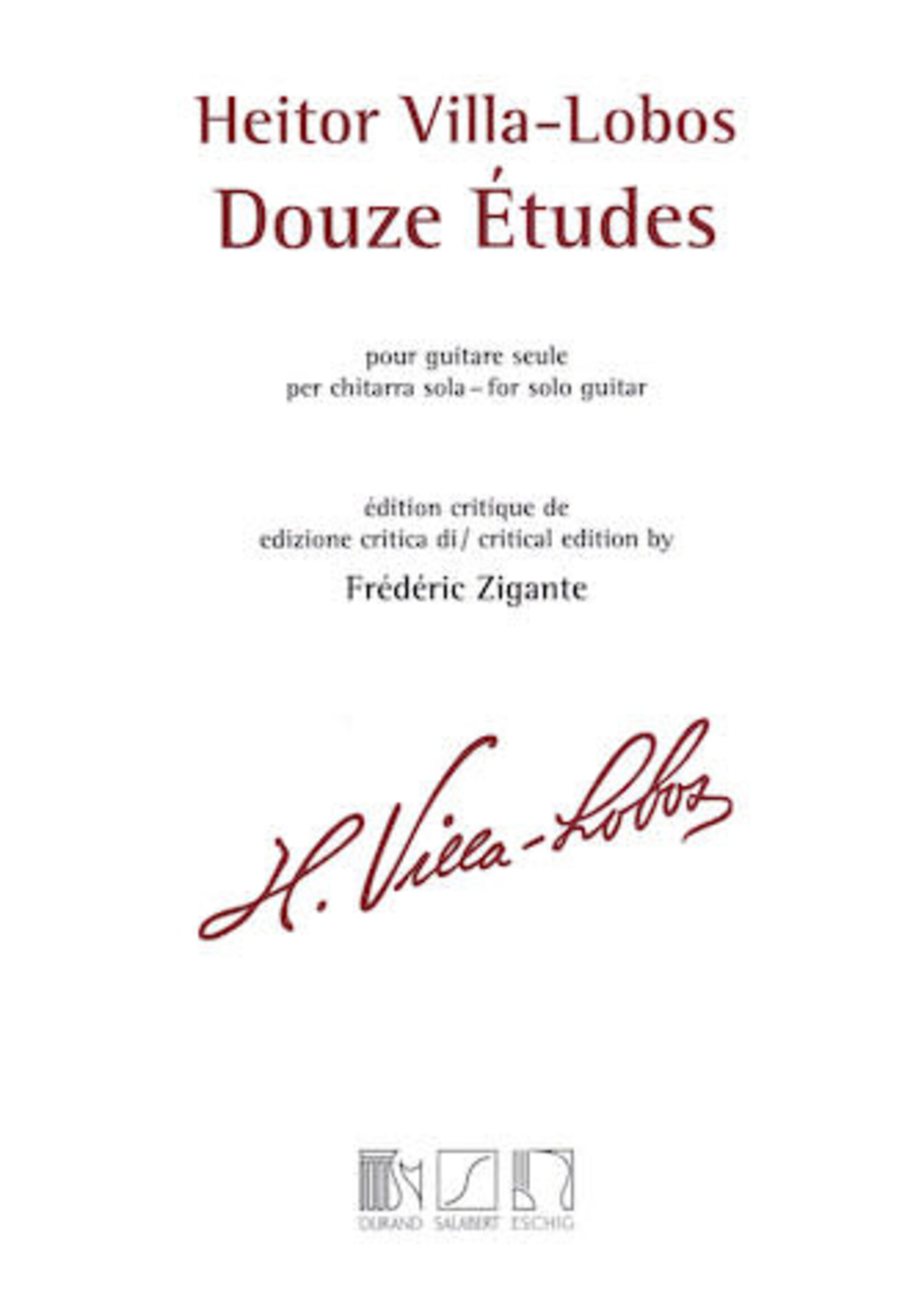 Hal Leonard Heitor Villa-Lobos – 12 Études Solo Guitar
