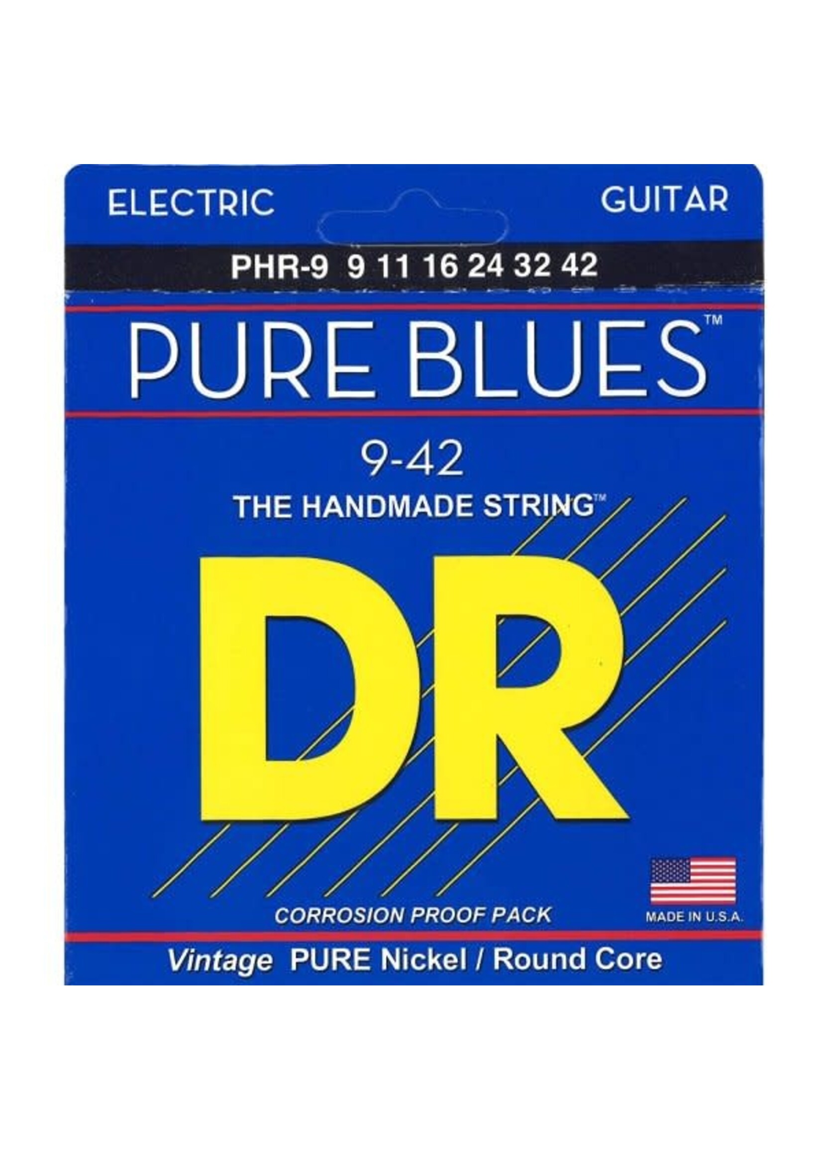 DR DR Handmade Strings Pure Blues Electric Guitar Strings, Light (9-42)