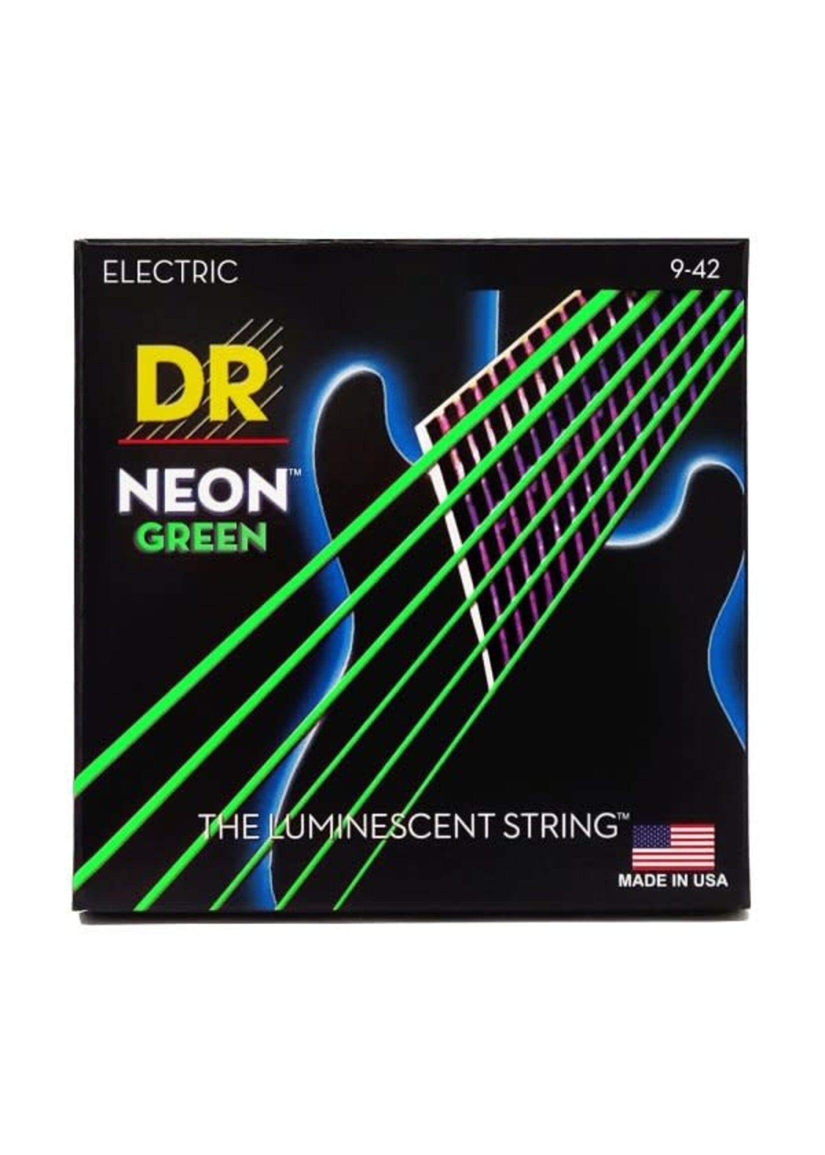 DR DR Handmade Strings Neon Green Coated Electric Guitar Strings, Light (9-42)