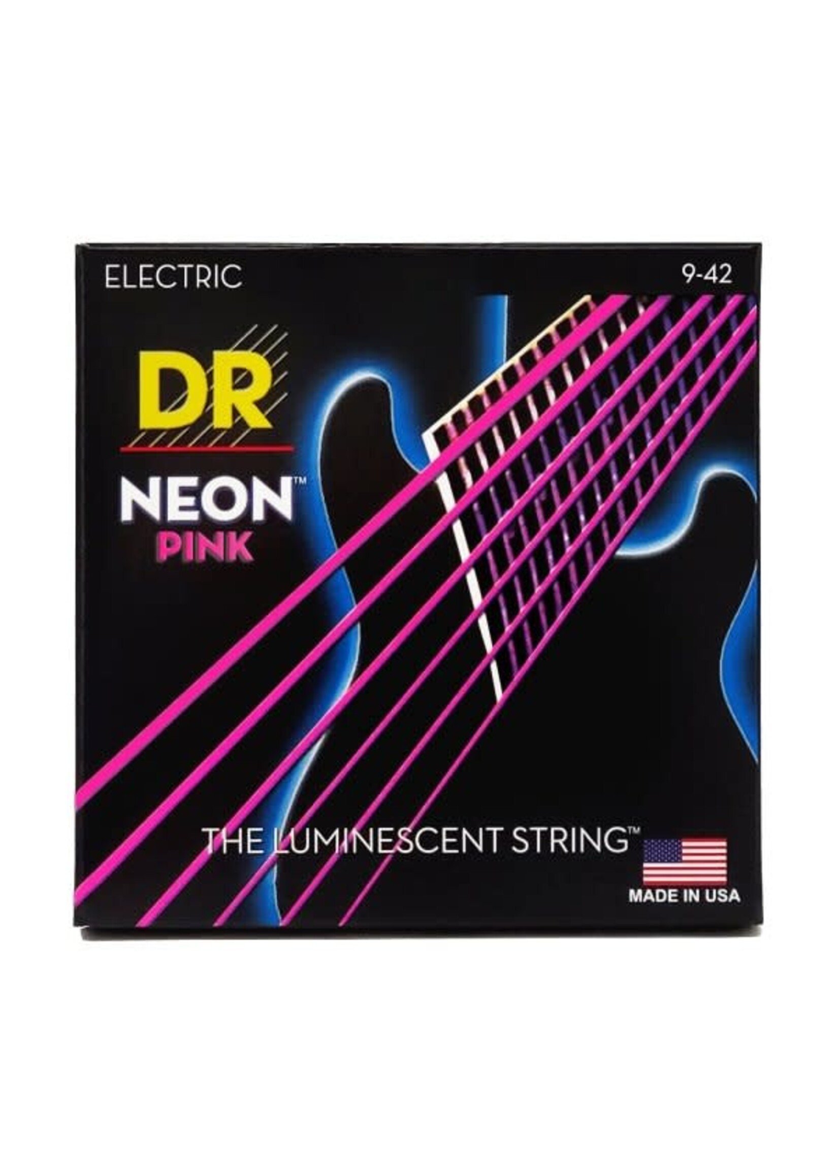 DR DR Handmade Strings Neon Pink Coated Electric Guitar Strings, Light (9-42)