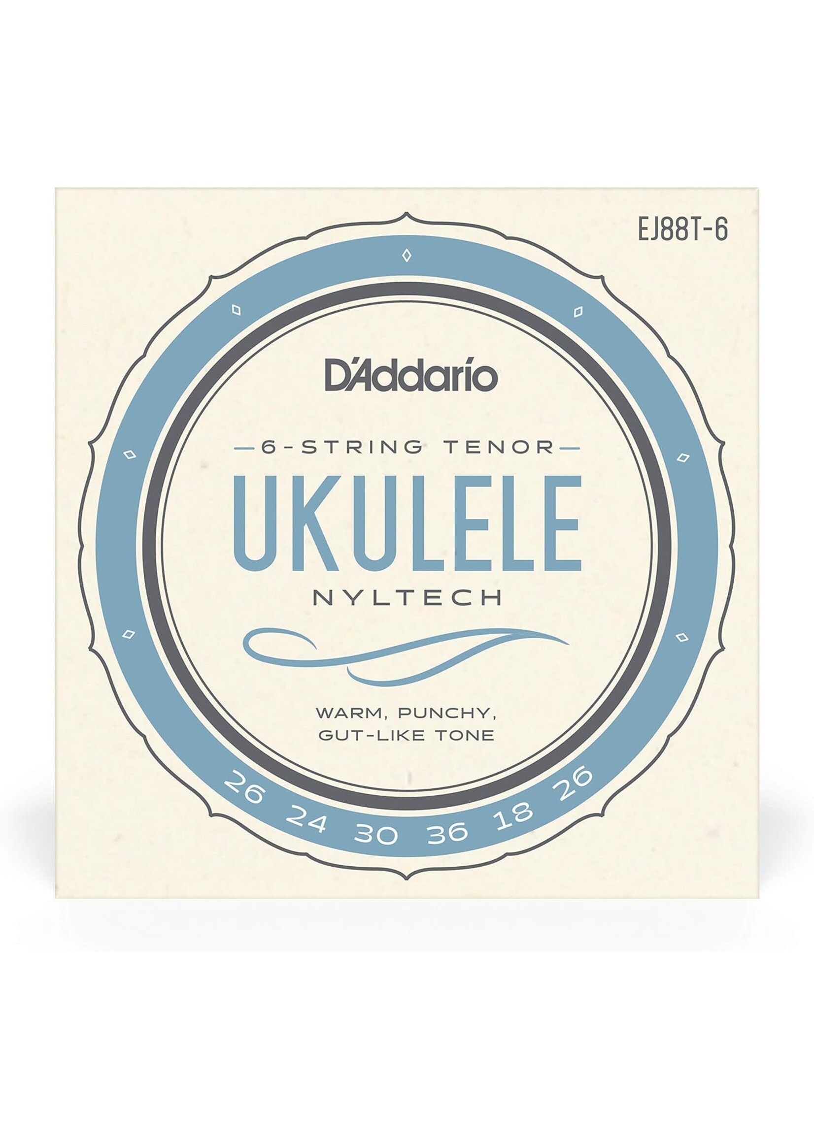 D'Addario D'Addario EJ88T-6 Nyltech Ukulele Strings, 6-String Tenor