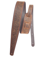 LM Guitar Straps LM Straps 2.8" Tooled Leather - Brown LS-2804T BR