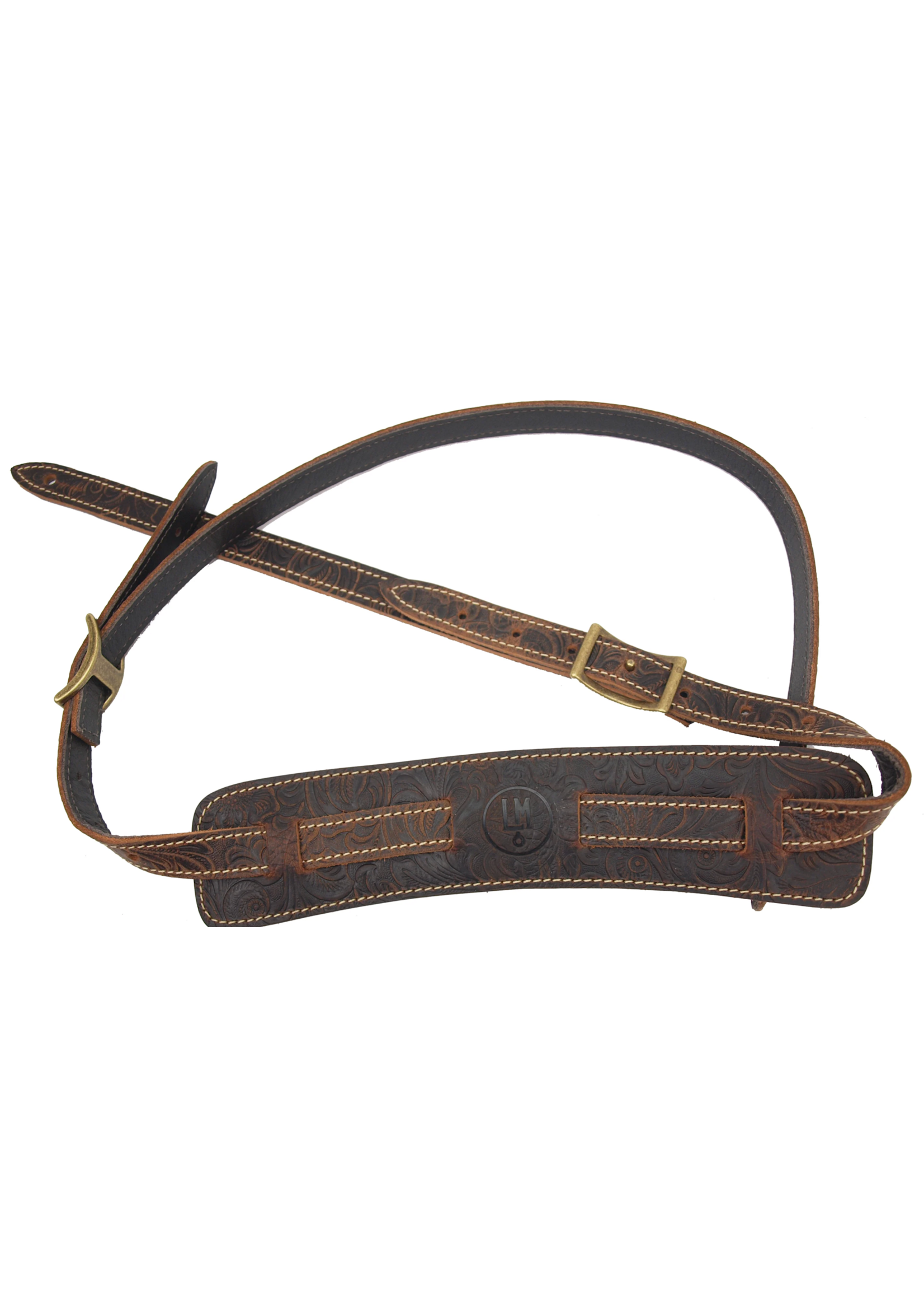 LM Guitar Straps LM Strap Vintage Tooled Brown VPT-BR