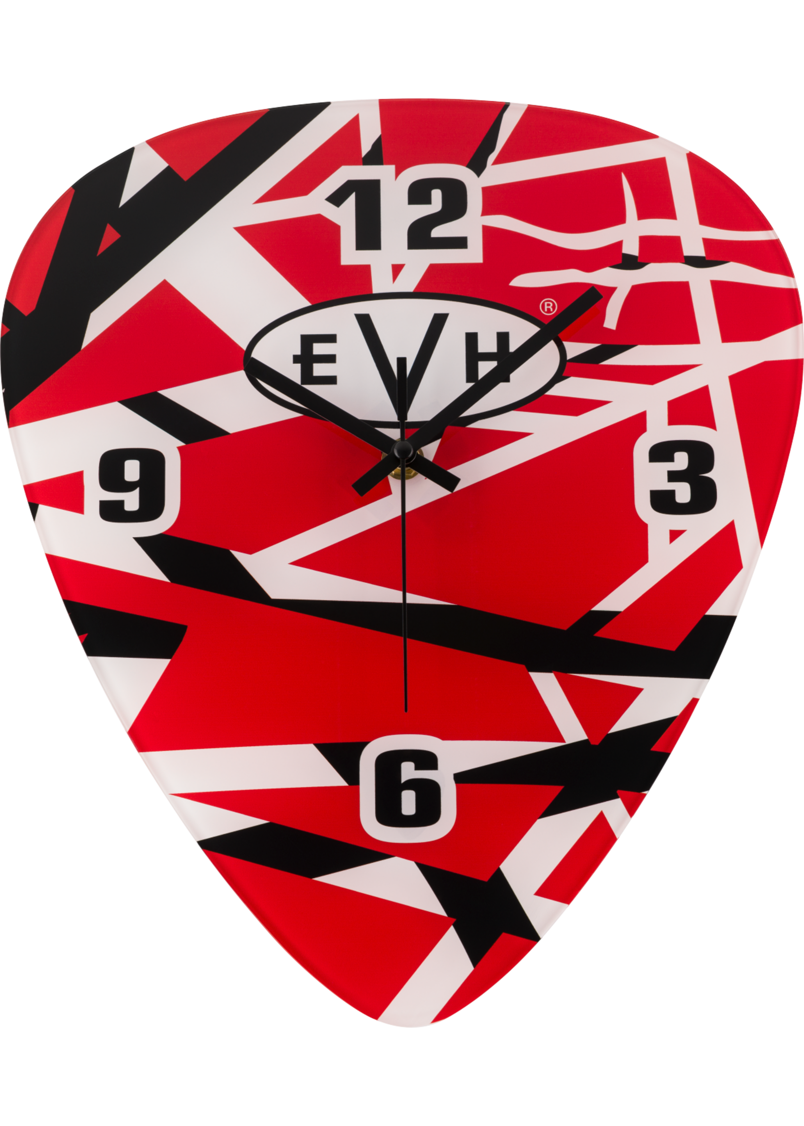 EVH EVH Pick Shape Clock, Red/White/Black Stripes