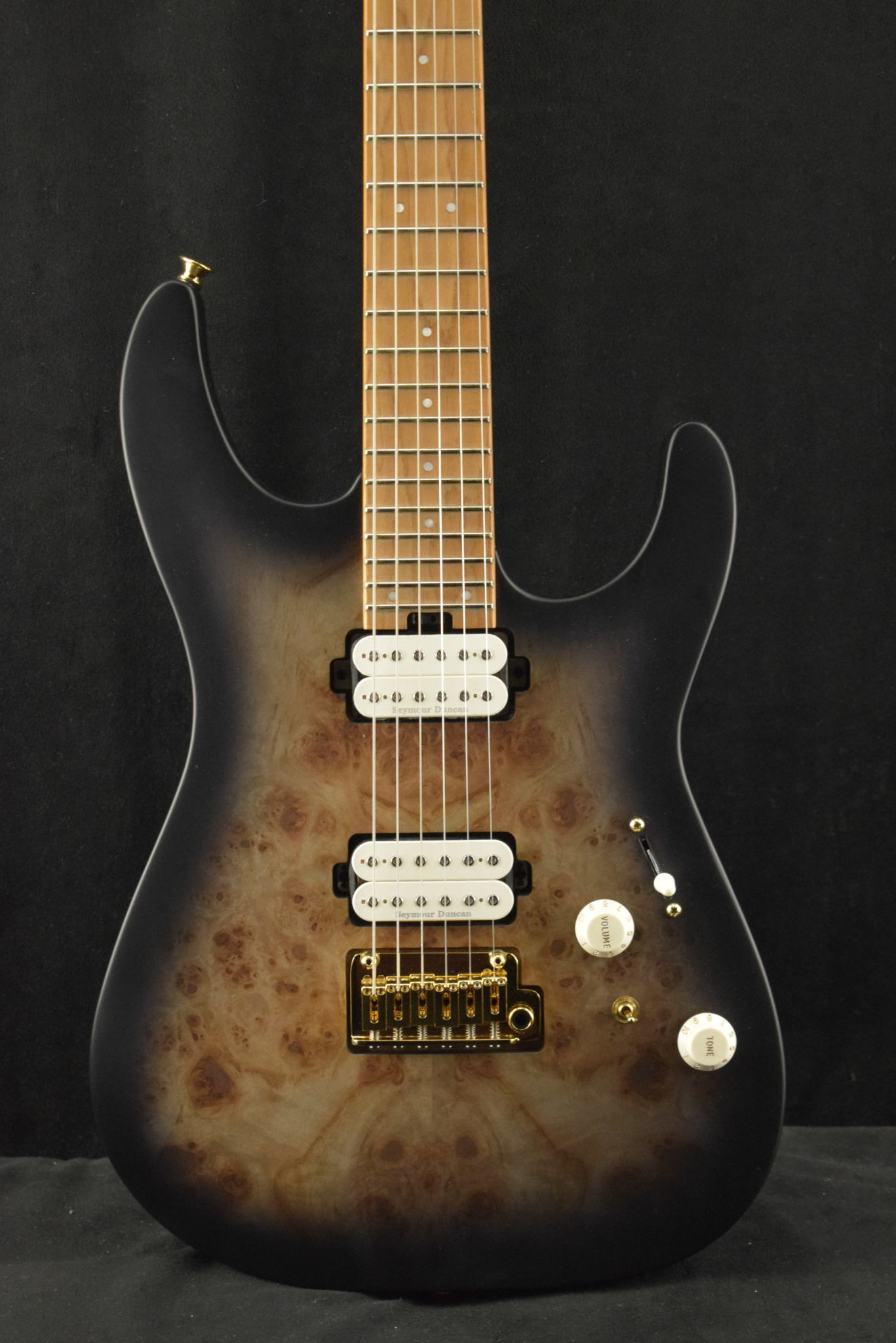 Charvel Pro-Mod DK24 HH 2PT CM Poplar Burl Transparent Black Burst
