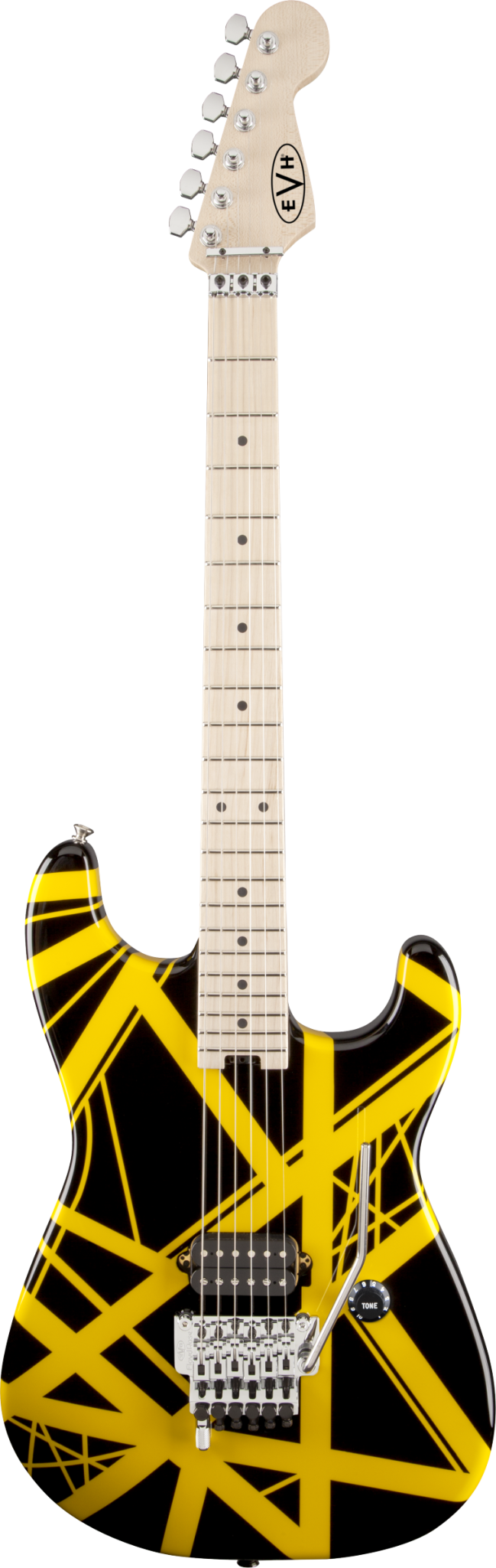 EVH Striped Series Black with Yellow Stripes - Fuller's Guitar