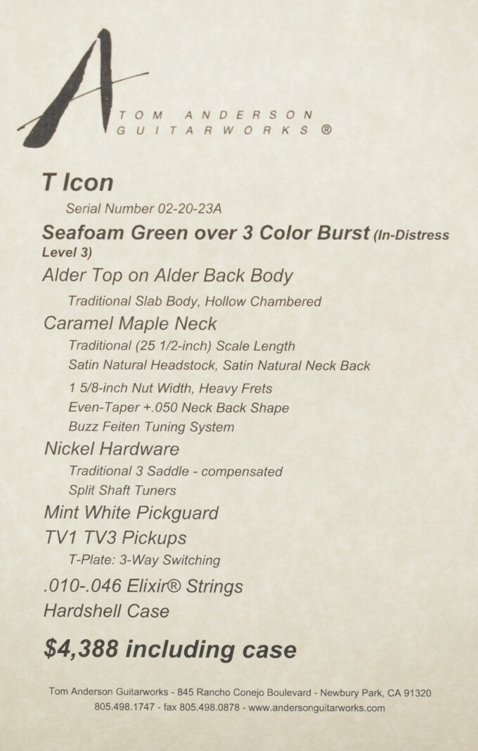 Tom Anderson Tom Anderson T Icon Seafoam Green over 3 Color Burst (In-Distress Level 3)