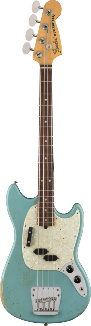 Fender JMJ Road Worn Mustang Bass Faded Daphne Blue - Fuller's Guitar