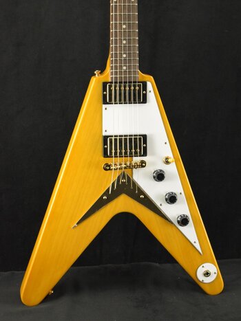 Epiphone Epiphone Inspired by Gibson 1958 Korina Flying V (White Pickguard) Aged Natural