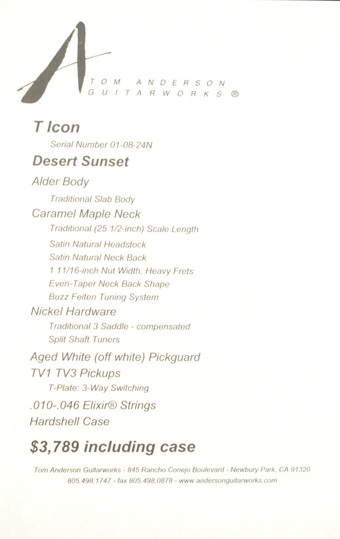 Tom Anderson Tom Anderson T Icon Desert Sunset SCRATCH & DENT