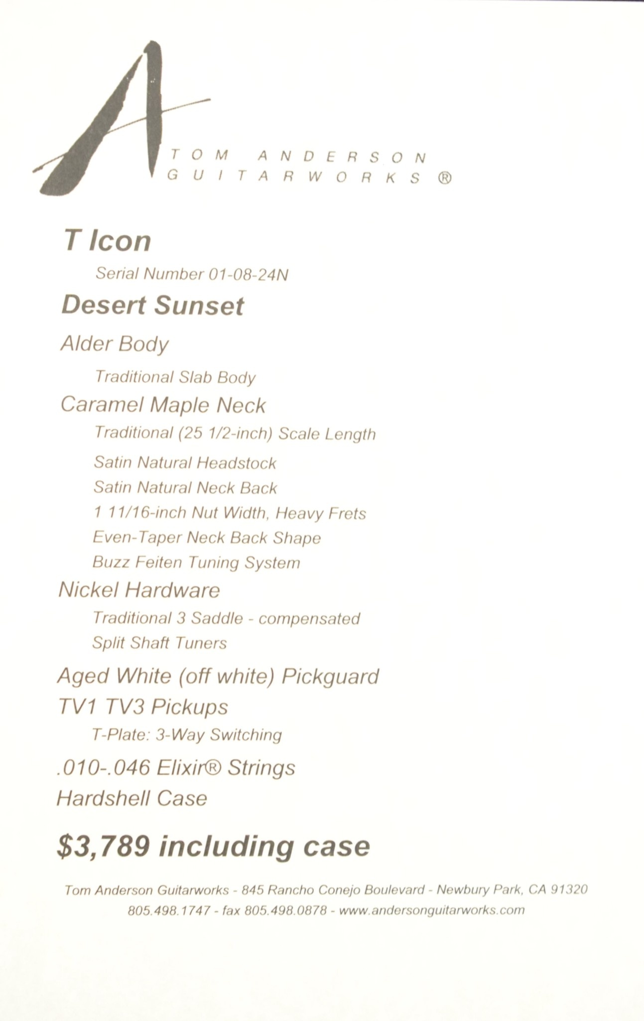Tom Anderson Tom Anderson T Icon Desert Sunset SCRATCH & DENT