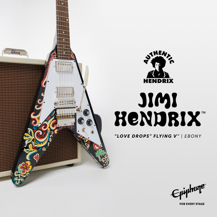 Epiphone (Inspired by Gibson Custom) Jimi Hendrix™ "Love Drops" Flying V Ebony