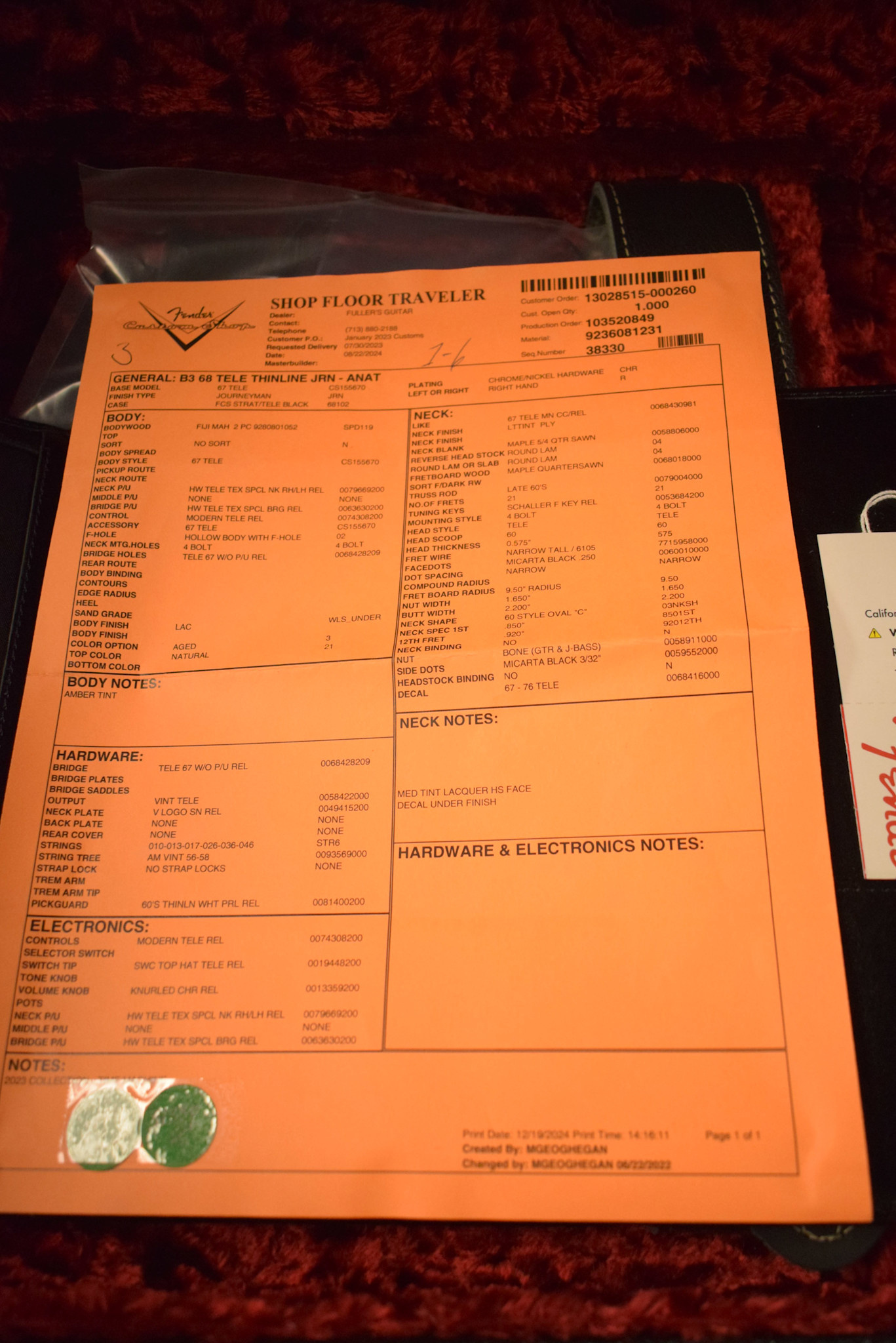 Fender Fender Custom Shop '68 Tele Thinline Journeyman Relic - Aged Natural Mahogany