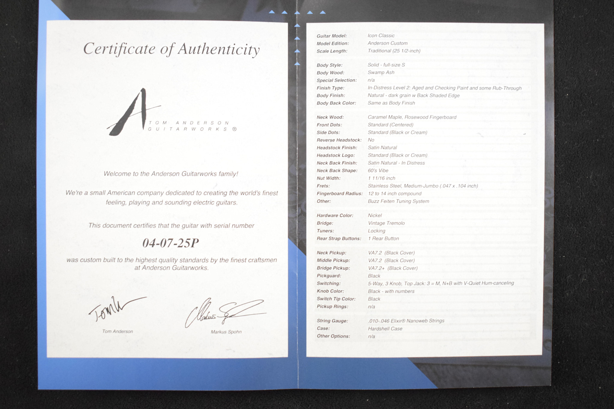 Tom Anderson Tom Anderson Icon Classic Natural - dark grain w/Back Shaded Edge