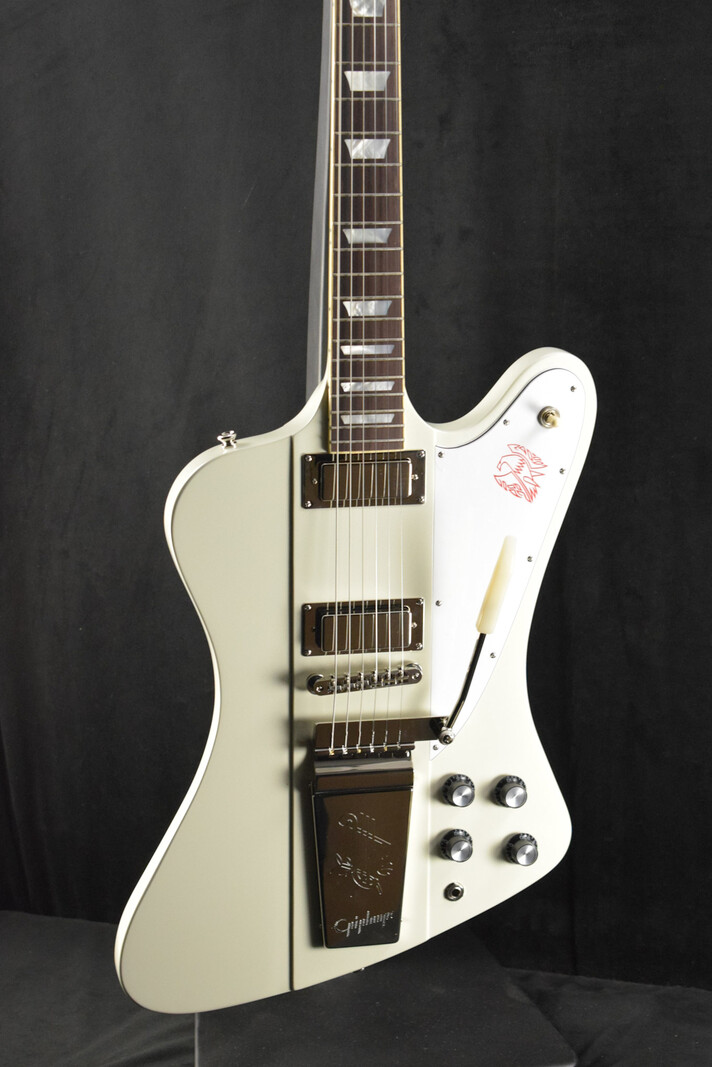 Epiphone Epiphone Inspired by Gibson Custom 1963 Firebird V Reissue With Maestro Vibrola Polaris White