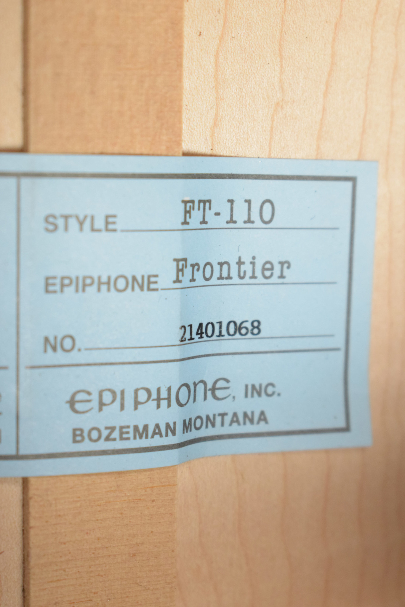 Epiphone Epiphone Frontier (USA Collection) FT-110 Antique Natural