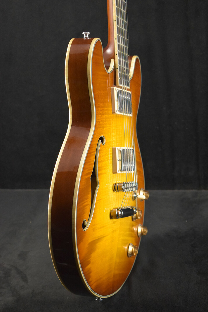 Eastman Eastman T184MX-GB All Solid Carved Series 14" Thinline Goldburst Truetone Gloss