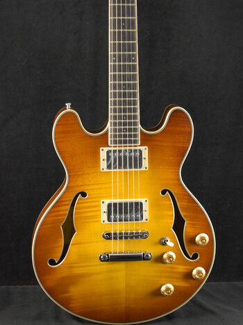 Eastman Eastman T184MX-GB All Solid Carved Series 14" Thinline Goldburst Truetone Gloss