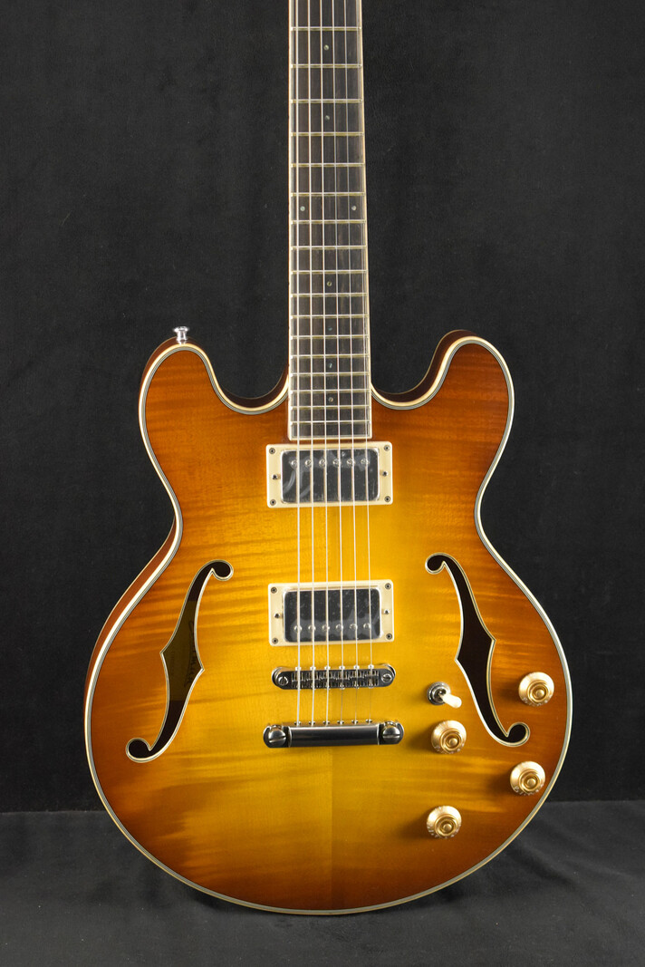 Eastman Eastman T184MX-GB All Solid Carved Series 14" Thinline Goldburst Truetone Gloss